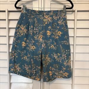 Izod Club Blue High Waisted Cotton‎ Floral Shorts Size 4